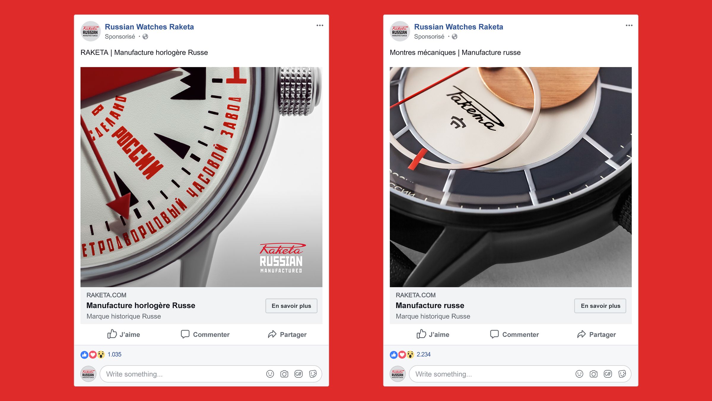 publicite facebook sponsorisee horlogerie