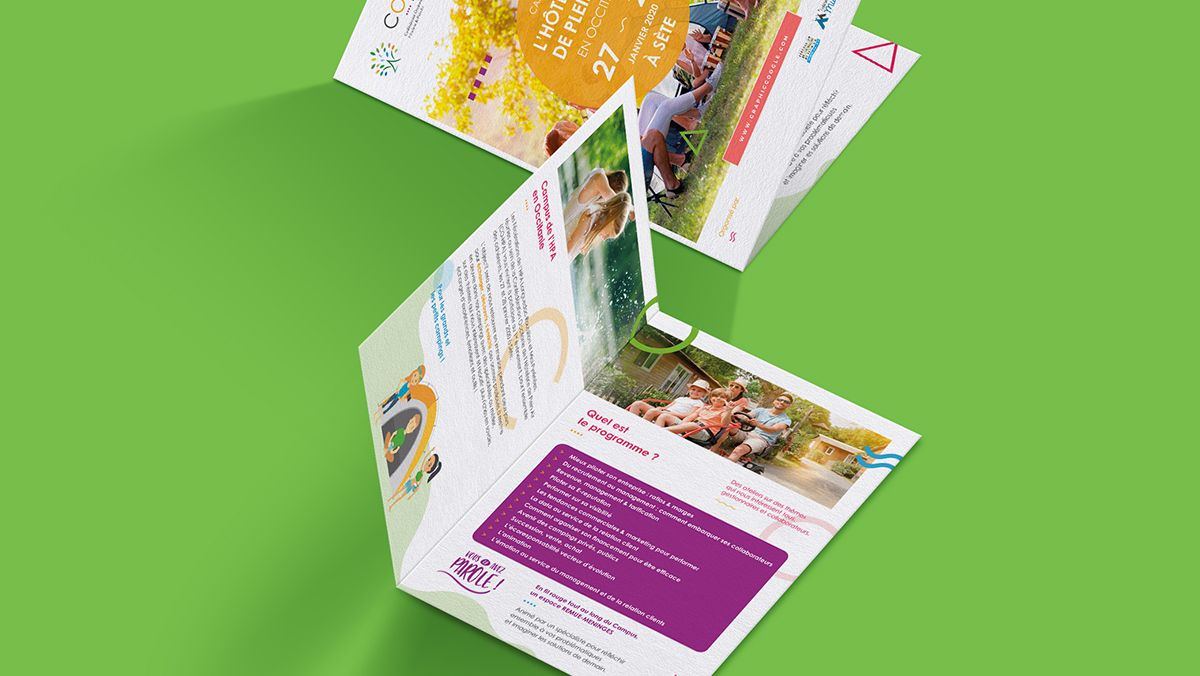conception brochure hotellerie de plein air